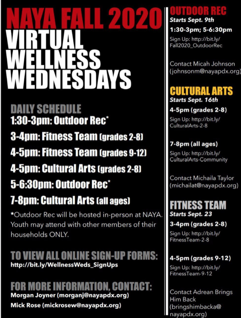 dates and times for wellness Wednesdays